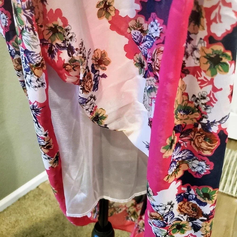 Korean Style Women Chiffon Floral Printed Midi Long Big Dress Size Medium